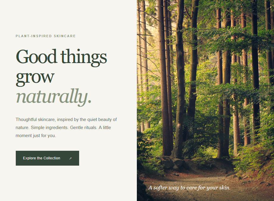 Botanical Studio skincare website homepage